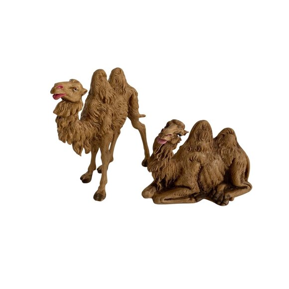 Fontanini Camel Pair • Vintage Italian Nativity Animals • Standing & Resting - Picture 1 of 6
